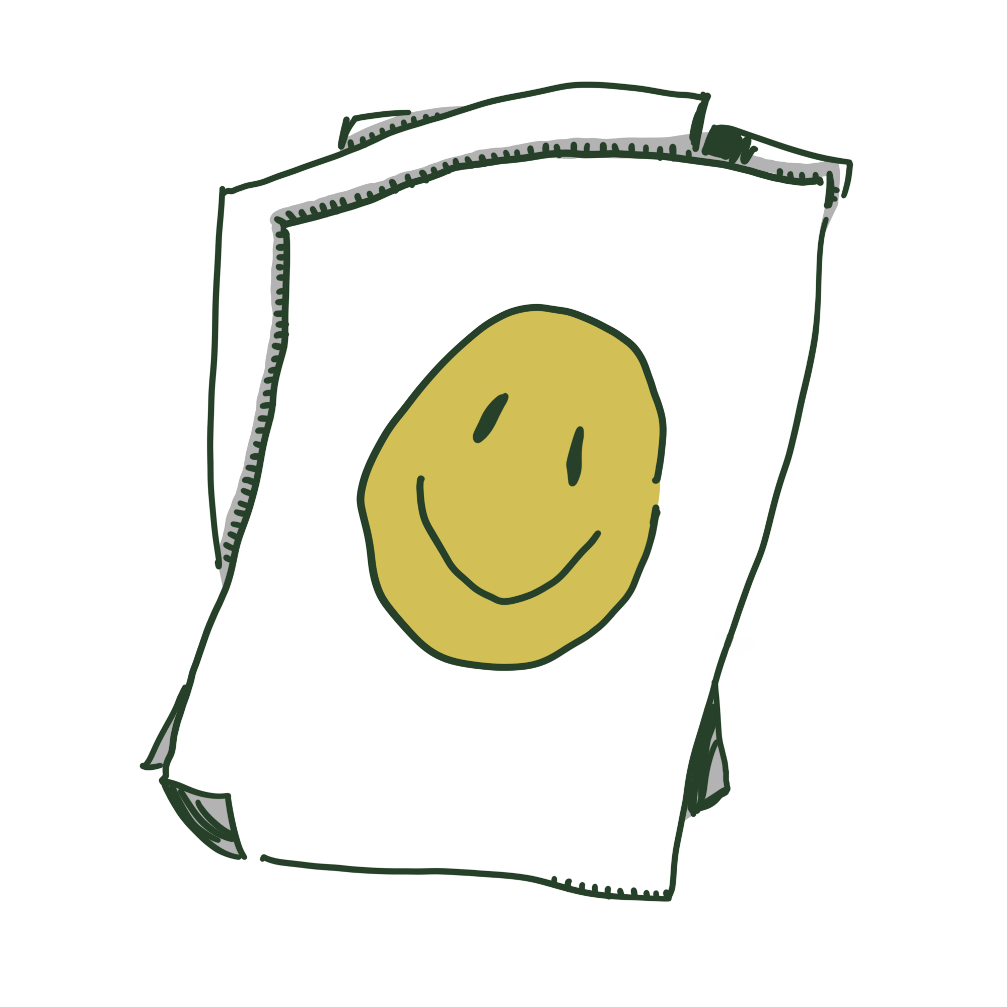 Drawing of sheets of paper with a smiley face on the top sheet