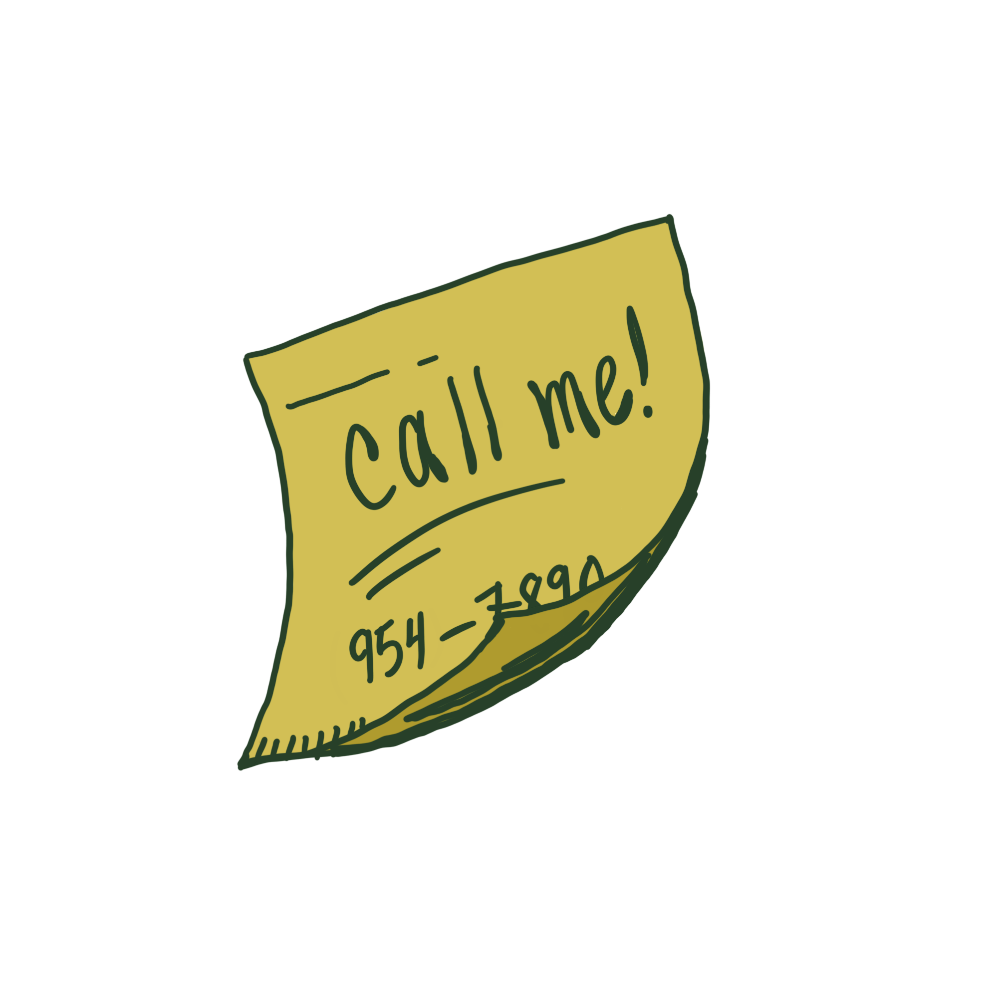 Sticky note with 'Call me!' written on it